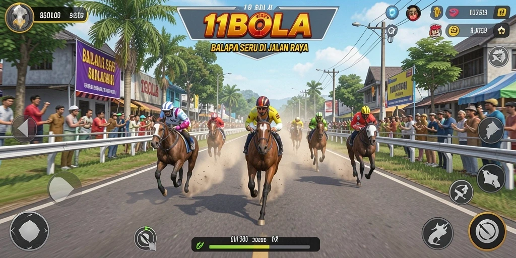 Gameplay seru dan grafis memesona dari 11BOLA saat balapan.