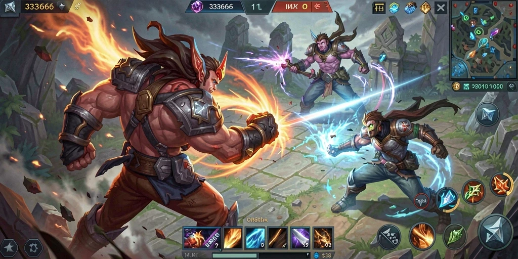 Tampilan gameplay menegangkan dalam 333666 yang memukau.