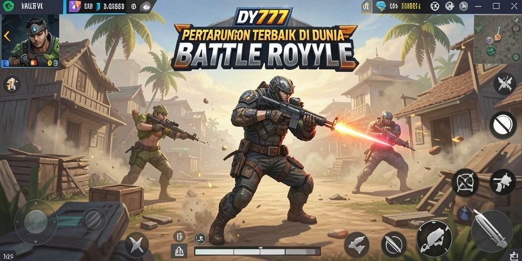 Screenshot gameplay DY777 menampilkan aksi seru di arena Battle Royale.