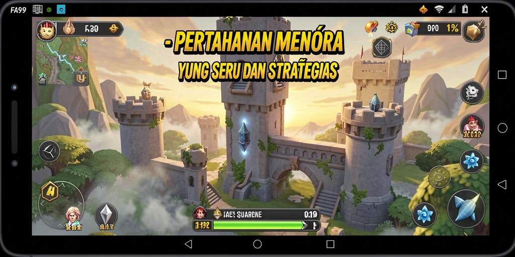 Tampilkan gameplay seru dari FA99 dengan menara pertahanan yang strategis.
