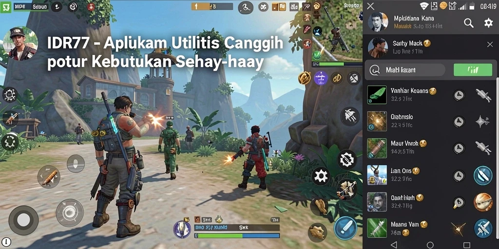 Tampilan aplikasi IDR77 dengan fitur utilitas yang lengkap.