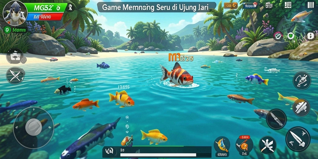 Screenshot gameplay <strong>MG525</strong> menampilkan suasana memancing yang mendebarkan.