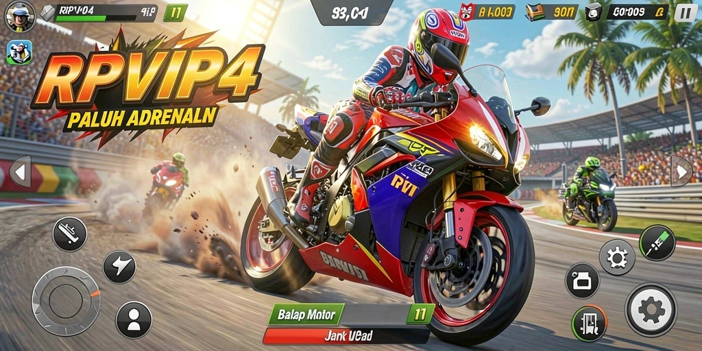 Tampilan gameplay seru dalam balapan motor di RPVIP4.